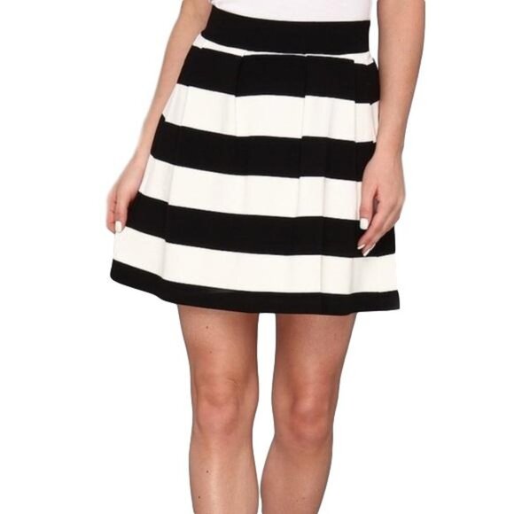 French Connection  Black White Striped Skirt - Picture 1 of 7